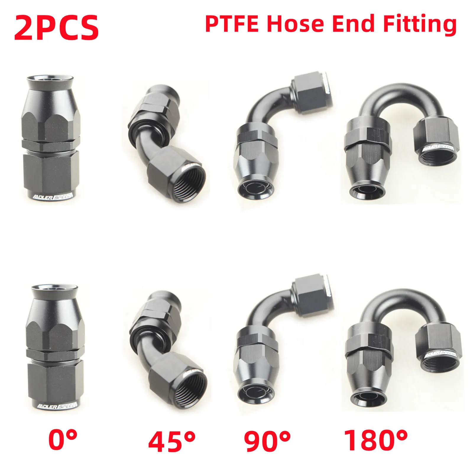

AN4/6/8/10/12 Straight 0°/45°/90°/180° Degree Reusable Hose End Fitting Adapter For Swivel PTFE Oil Fuel Line Hose End Fitting