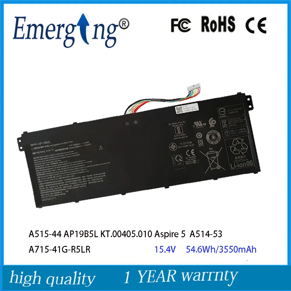 15.4V 54.6Wh AP19B5L Laptop Battery For Acer Aspire 5 A514-53 A515-44 7 A715-41G Series KT.00405.010
15.4V 54.6Wh AP19B5L Laptop Battery For Acer Aspire 5 A514-53 A515-44 7 A715-41G Series KT.00405.010