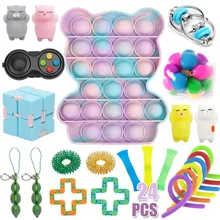 24pcs Fidget Toy Set Bear Animal Push Bubble Board Infinity Cube Hand Games Mochi Squishie Adult Kids Sensory Stress Relief Gift
24pcs Fidget Toy Set Bear Animal Push Bubble Board Infinity Cube Hand Games Mochi Squishie Adult Kids Sensory Stress Relief Gift