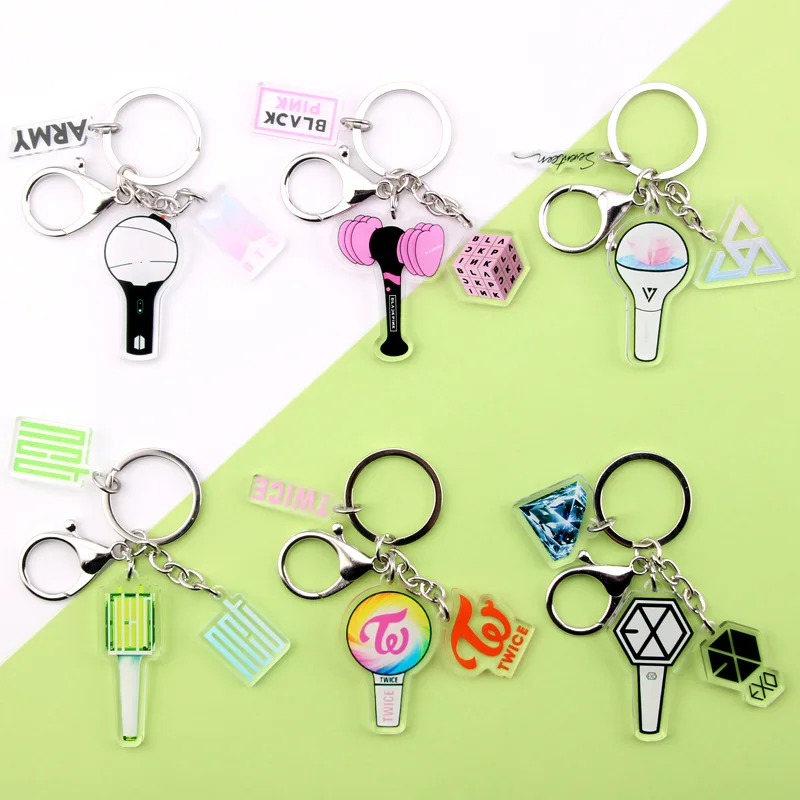 

Kpop Idol EXO NCT SEVENTEEN Black Pink TWICE GOT7 Keychain Double-sided Transparent Keychain Pendant Keyring Bag Accessories