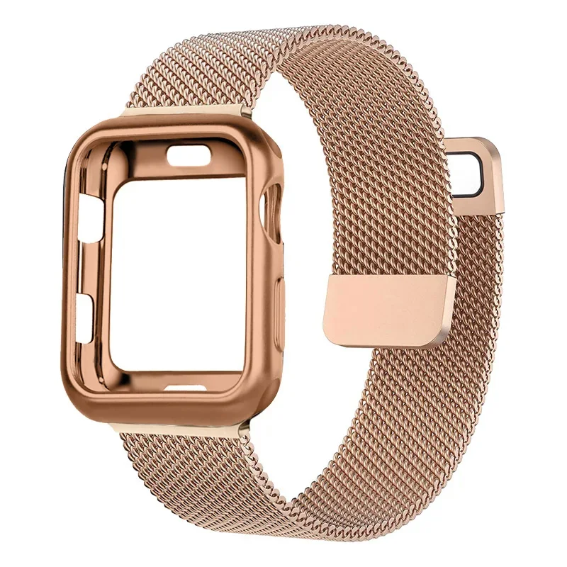 

Milanese Case+Strap for Apple Watch Band 9 8 7 6 SE 5 4 41mm 40mm 44mm 42mm 38mm Watchband For Iwatch Series 9 Correa 45mm