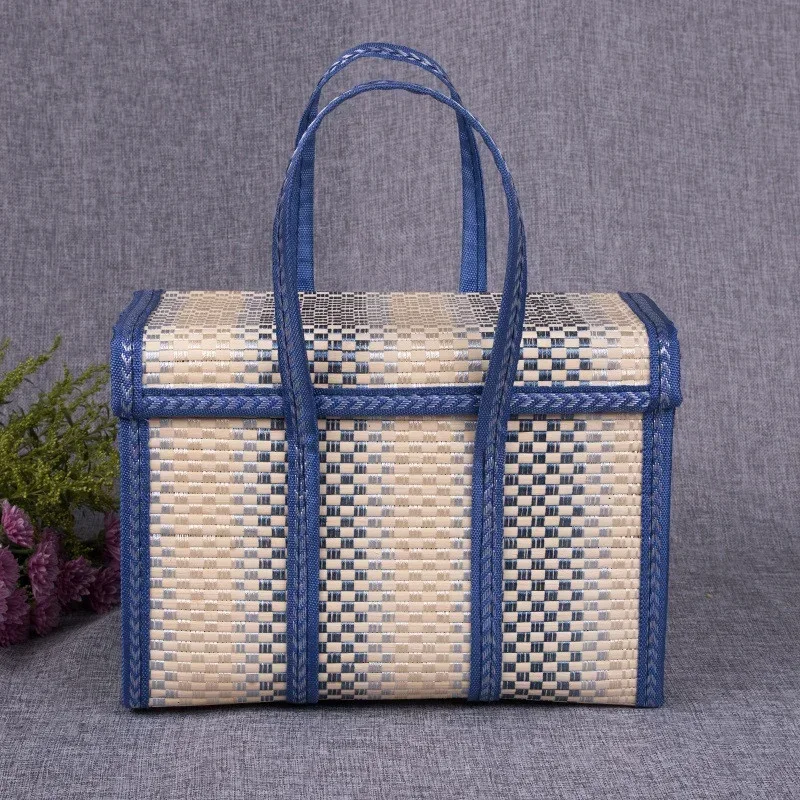 

Lunch Bags Chinse Style Bamboo Basket Shopping Bags Fruit Foldable Packaging Fashion Large Rattan Tote Bag Eco Friendly Products