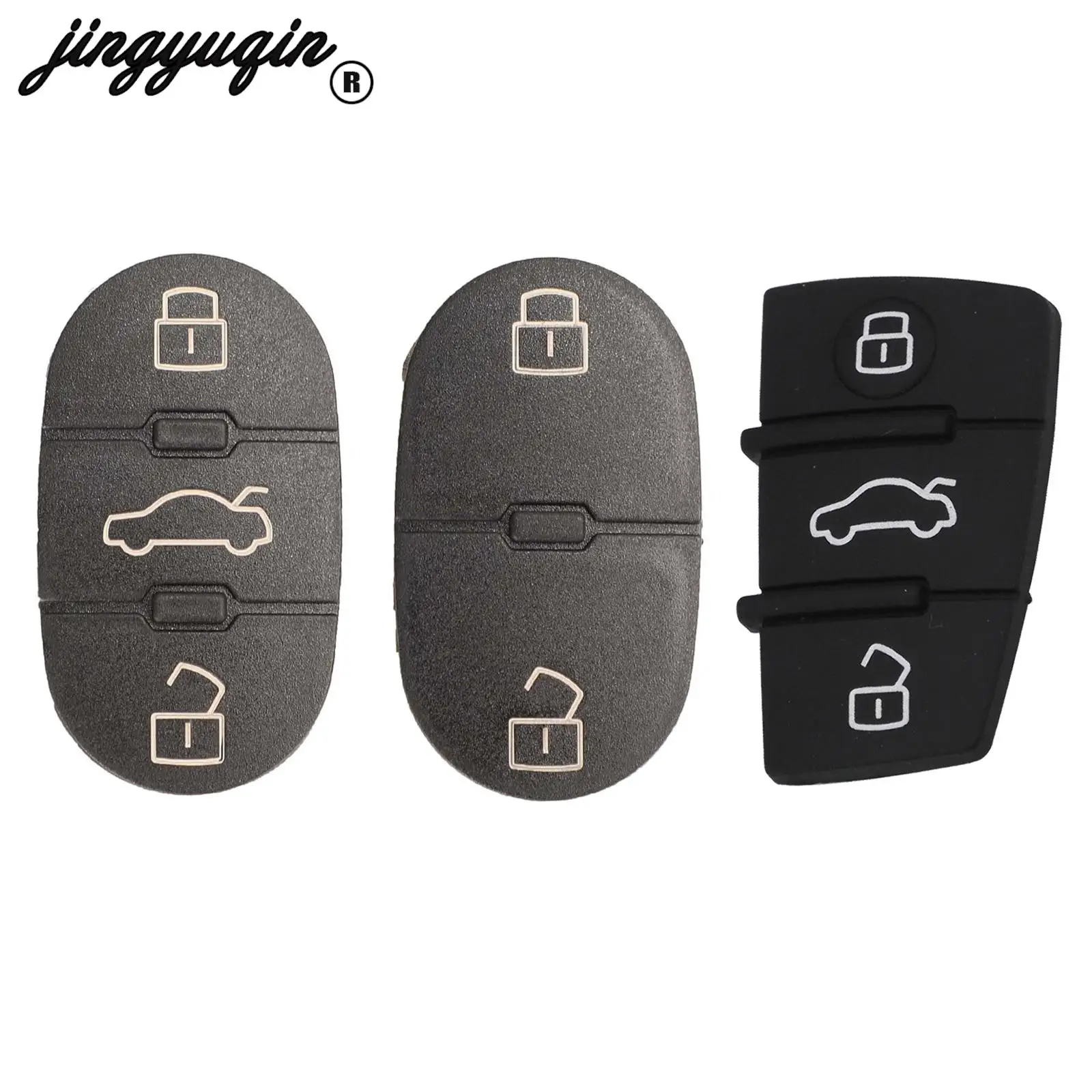 

jingyuqin 2/3 Button Remote Button Rubber Car Key Pad Cover Case Repair Pads For Audi A3 A4 A5 A6 A8 Q5 Q7 TT fob