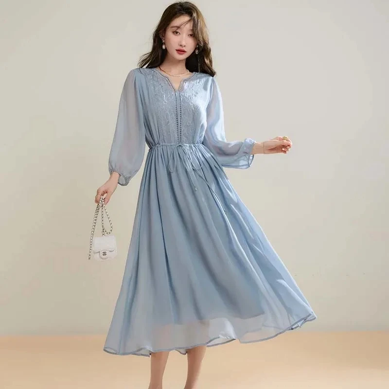 Embroidered Chiffon Dress For Women Spring Summer 2024 New Loose Bandage White Dresses Casual Covering Mid Length Beach Dress
Embroidered Chiffon Dress For Women Spring Summer 2024 New Loose Bandage White Dresses Casual Covering Mid Length Beach Dress