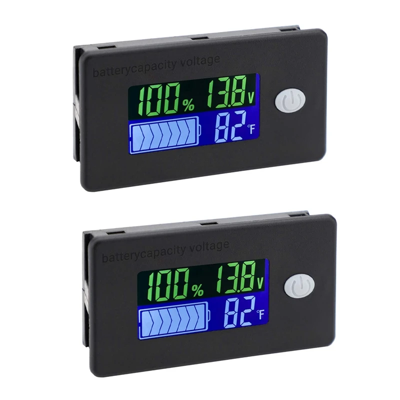 2X Battery Capacity Monitor,10-100V Battery Meter, 12V 24V 48V Percentage Voltage Fahrenheit Temperature Indicator Meter
2X Battery Capacity Monitor,10-100V Battery Meter, 12V 24V 48V Percentage Voltage Fahrenheit Temperature Indicator Meter