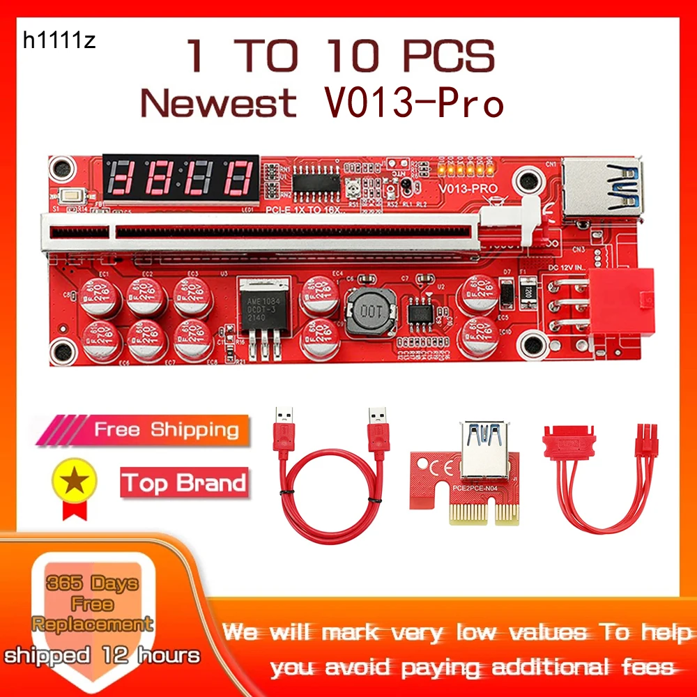 1-10Pcs Riser V013 Pro PCIE 013 Cabo Card PCI Express x1 x16 SATA To 6Pin Power Cable USB 3.0 For Mining Miner | Компьютеры и офис