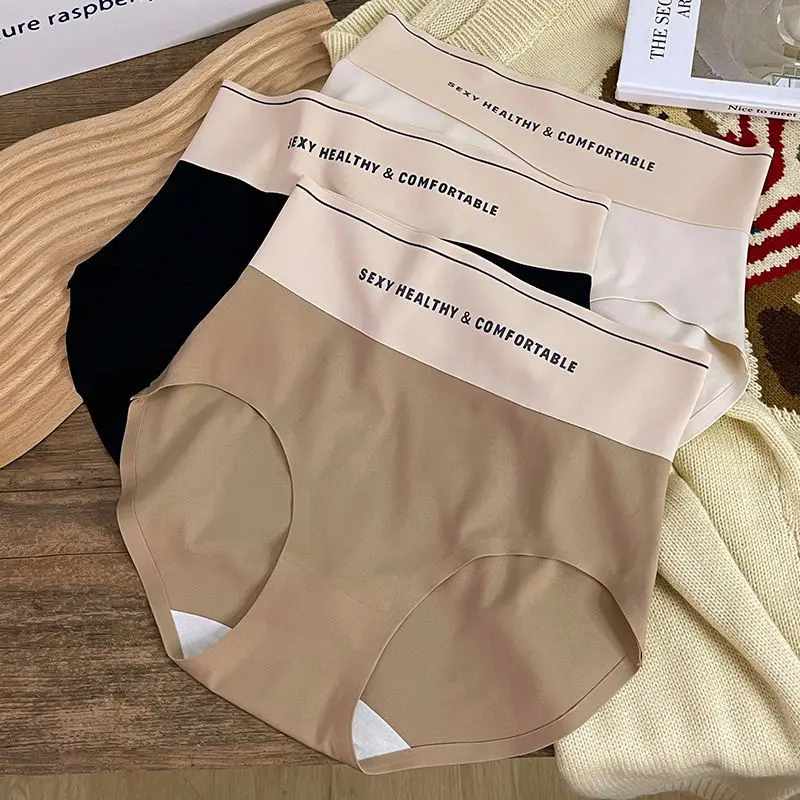 

4 pcs Seamless Panties For Women High Waist Underpants Women's Underwear Girls Briefs Ice Silk Underwear Sexy Lingerie