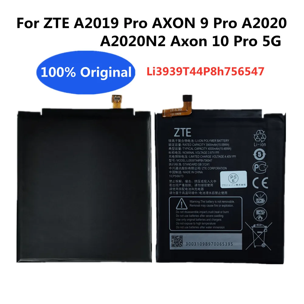 New Li3939T44P8h756547 Original Battery 4000mAh For ZTE A2019 Pro AXON 9 Pro A2020 A2020N2 Axon 10 Pro 5G Smart Phone Batteria
New Li3939T44P8h756547 Original Battery 4000mAh For ZTE A2019 Pro AXON 9 Pro A2020 A2020N2 Axon 10 Pro 5G Smart Phone Batteria