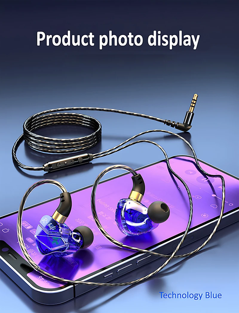 HIFI Wired Earphones 3.5MM AUX/Type C Jack 9D Surround With Mic In-Ear Transparent Music Headsets For Samsung Android For iPhone S061154705eb74dc29098d0b05cdb703am