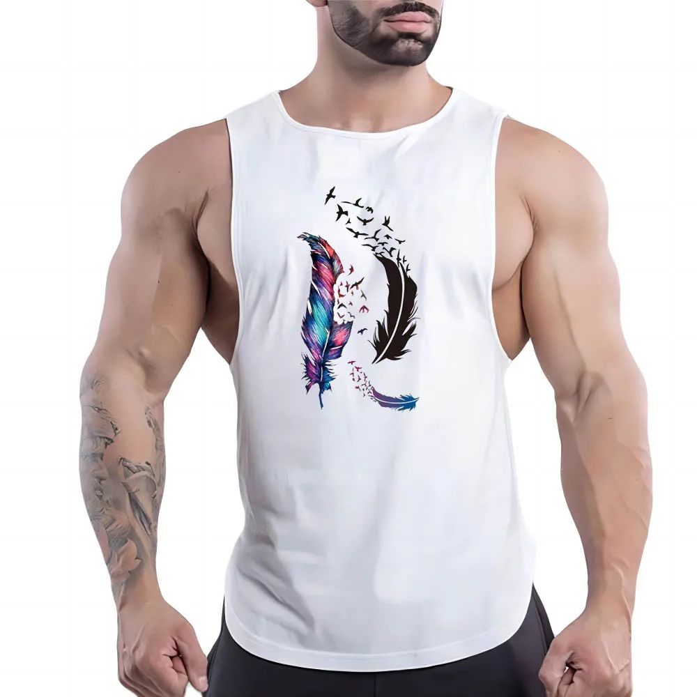 Four Seasons Men'S Street Sports Style Basketball Sleeveless Vest T-Shirt Style Top Feather Print O Collar Simple Breathable
Four Seasons Men'S Street Sports Style Basketball Sleeveless Vest T-Shirt Style Top Feather Print O Collar Simple Breathable