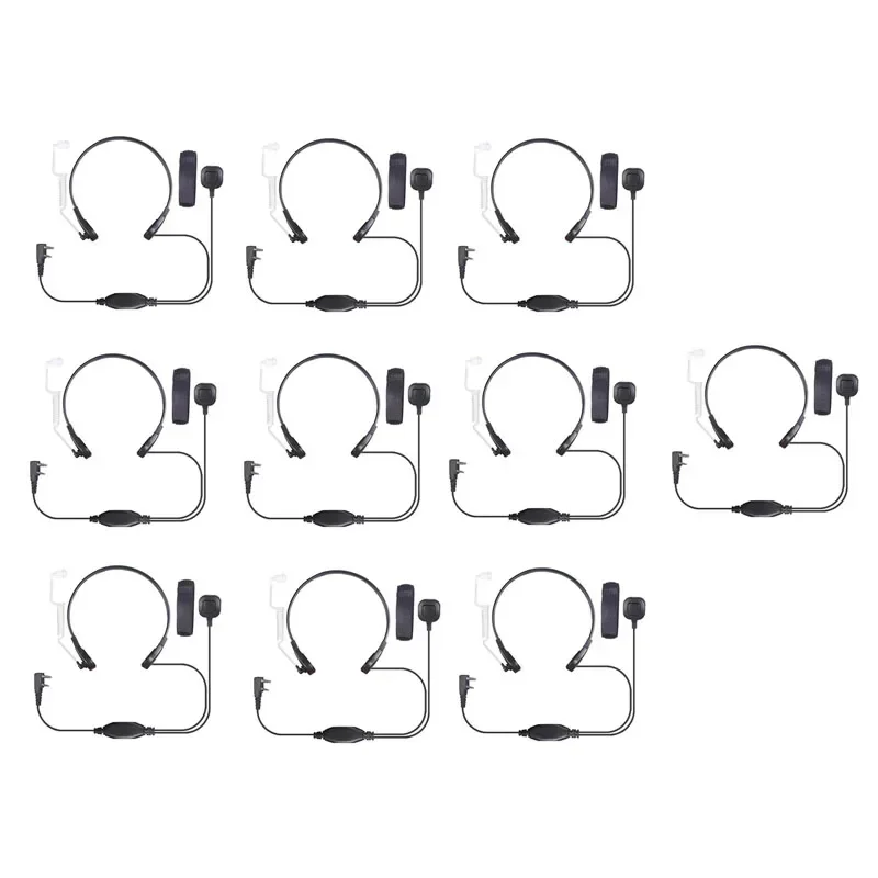 

Lot 10PCS 2 Pin Throat Controlled Earphone Air Tube Headset Finger PTT Mic Microphone for BaoFeng UV-5R UV5R GT-3TP UV-5RA Radio