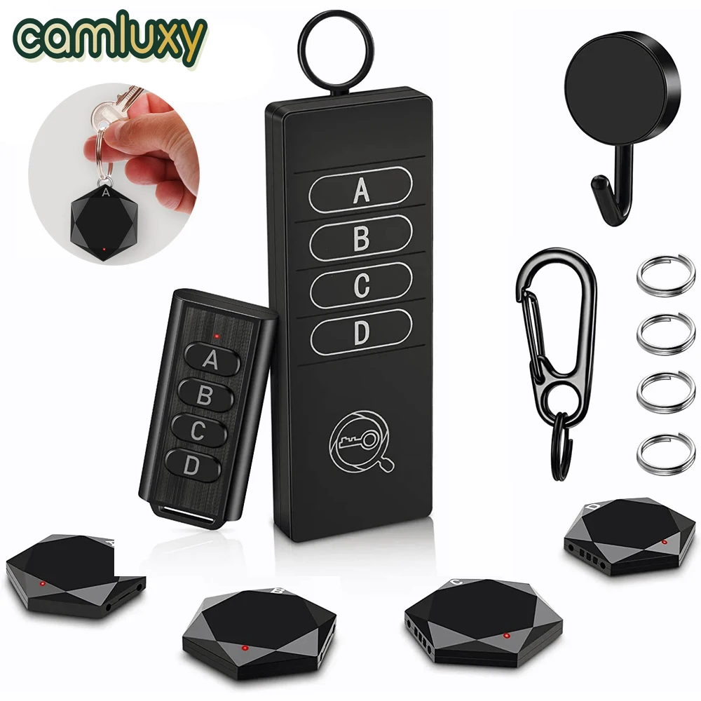 

Camluxy Wireless Anti Lost Key Finder Remote Key Locator Phone Wallets Pet Tracker Wallet Tracker Tags and Keychains 4 Receiver