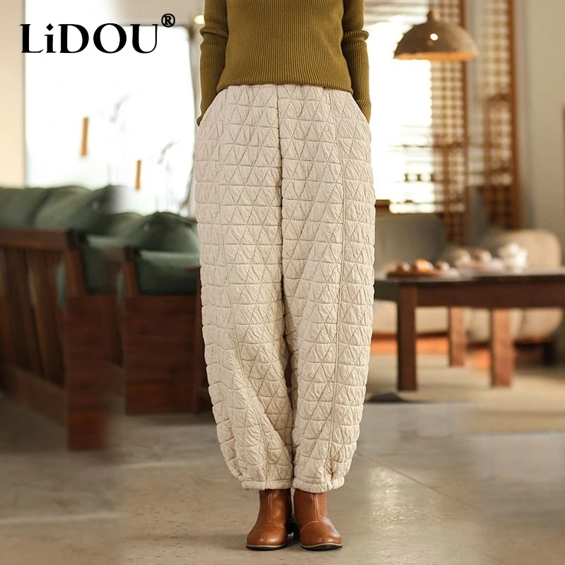 Autumn Winter Solid Color Fashion Elastic Waist Knickerbockers Women High Street Casual Loose Pocket High Waist Thicken Trousers
Autumn Winter Solid Color Fashion Elastic Waist Knickerbockers Women High Street Casual Loose Pocket High Waist Thicken Trousers