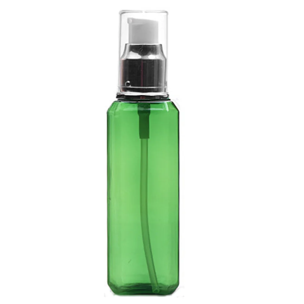 3pcs/pack 100ml green color square shape Refillable Squeeze PET Portable plastic lotion bottle with alumite silver color pump 
3pcs/pack 100ml green color square shape Refillable Squeeze PET Portable plastic lotion bottle with alumite silver color pump