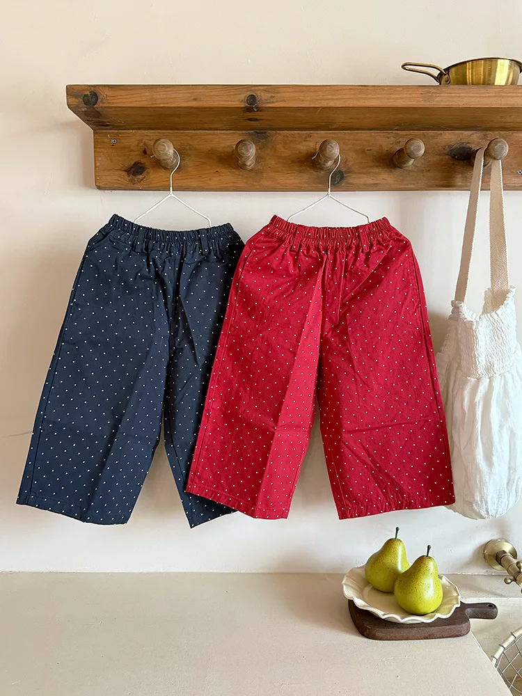 2025 Autumn New Children Loose Trousers Cotton Girls Polka Dot Casual Pants Boys Harem Pants Kids Straight Pants Baby Clothes 35 S061a90bbdd48405f8e4e90744196fb1fs