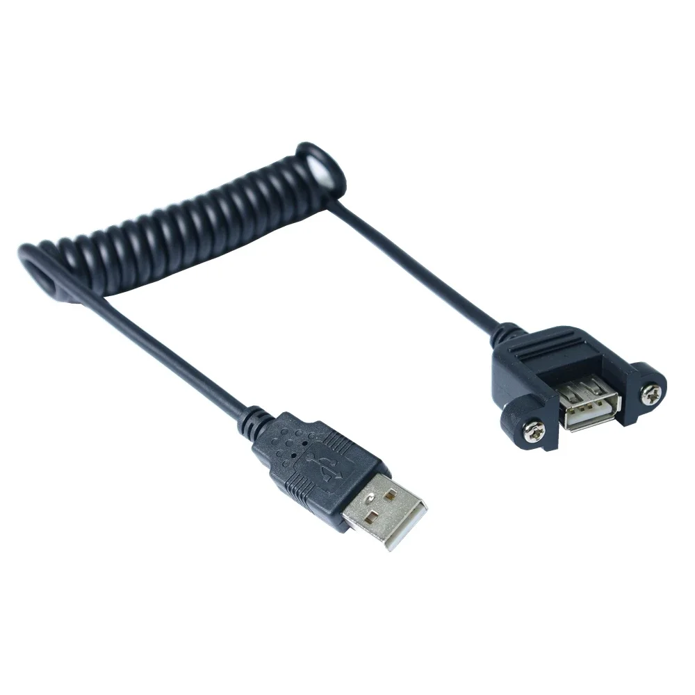 USB 2.0 One Man To Female Track Spring Cable With Panel Mounting Screw Hole
USB 2.0 One Man To Female Track Spring Cable With Panel Mounting Screw Hole