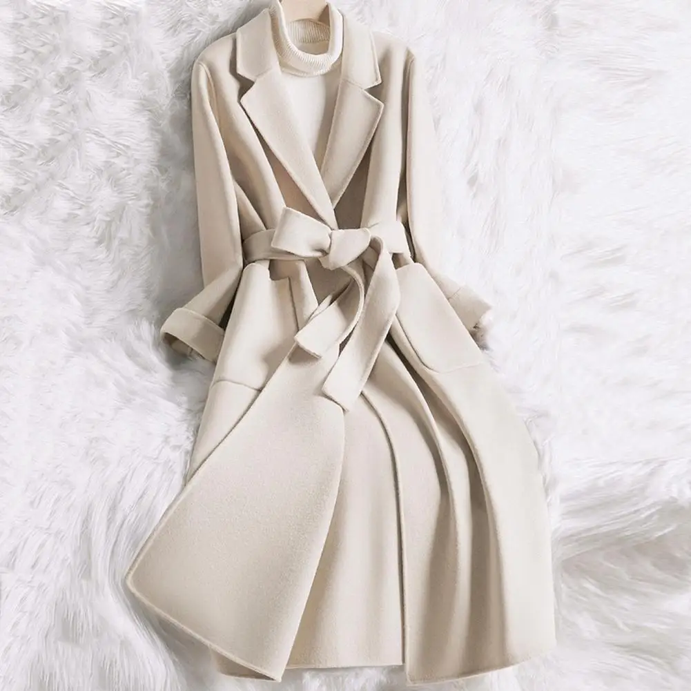 Autumn Winter Trendy Slim Fit Belt Woolen Coat Ladies Women Long Coat Solid Color for Travel
Autumn Winter Trendy Slim Fit Belt Woolen Coat Ladies Women Long Coat Solid Color for Travel