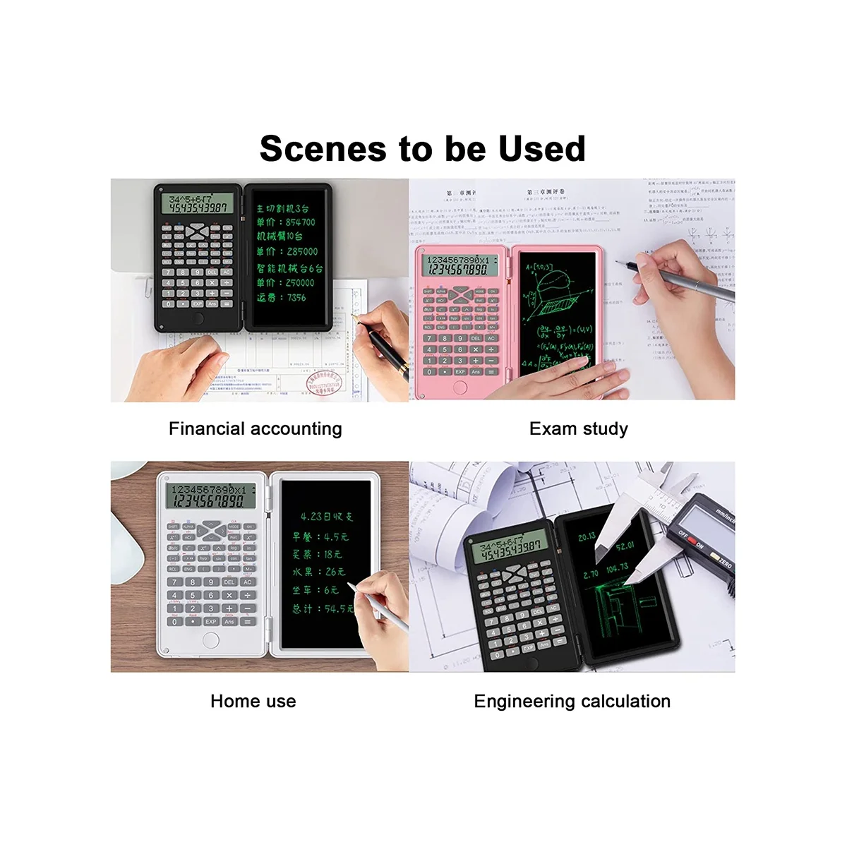 

Scientific Calculators, 12-Digit LCD Display Pocket Office Desktop Calculator for Home School Meeting and Study,White