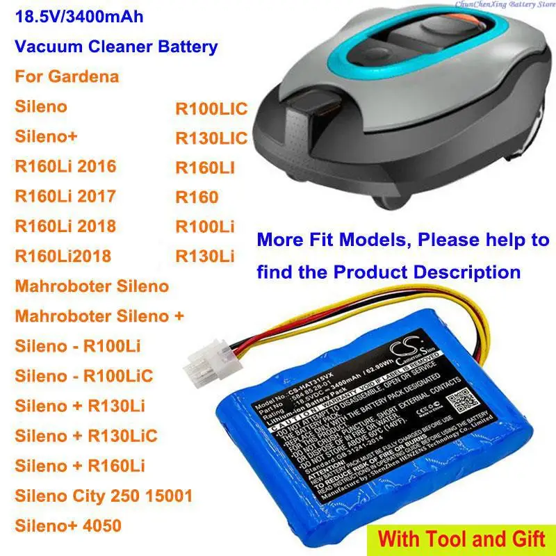 

OrangeYu 3400mAh Battery for Gardena R100Li, R130Li, R160Li 2016/2017/2018,Mahroboter Sileno, Sileno +,R100LIC,R130LIC,