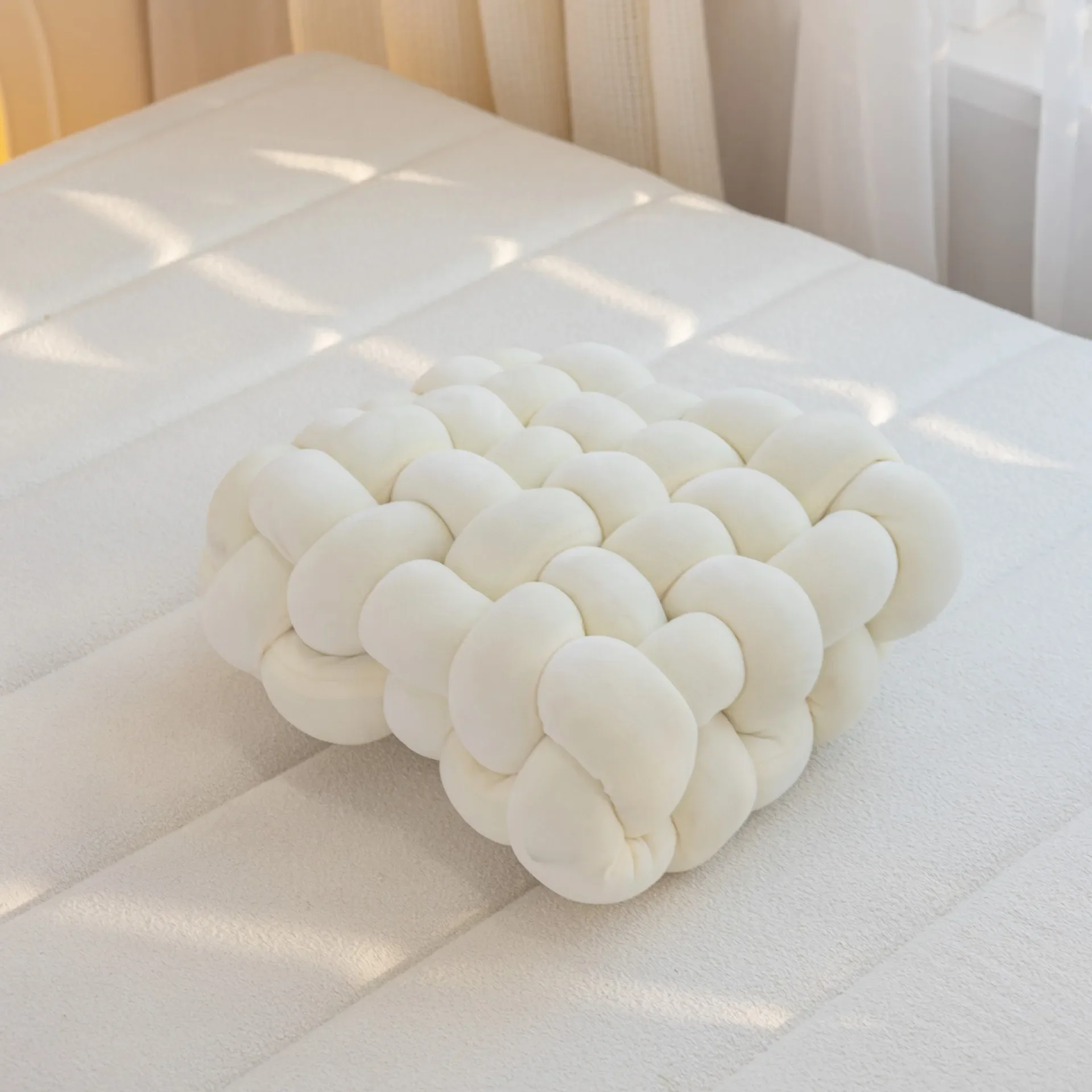 

Cotton DIY Hand Knot Back Cushions Cozy Car Lumbar Pillow Home Decorative Sofa Seat Cushion Soft Office Hand Rest Pillows