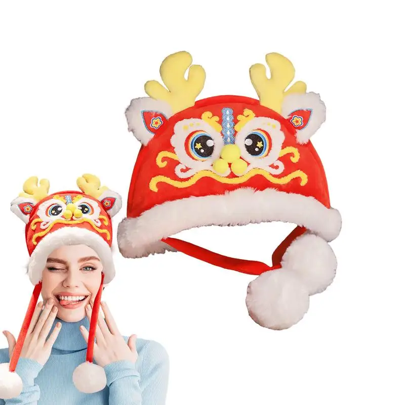Chinese Dragon Head Wear Warm Dragon Hats Plush Adorable Chinese Dragon Hats With Pom Pom For Chinese New Year Festivals 
Chinese Dragon Head Wear Warm Dragon Hats Plush Adorable Chinese Dragon Hats With Pom Pom For Chinese New Year Festivals