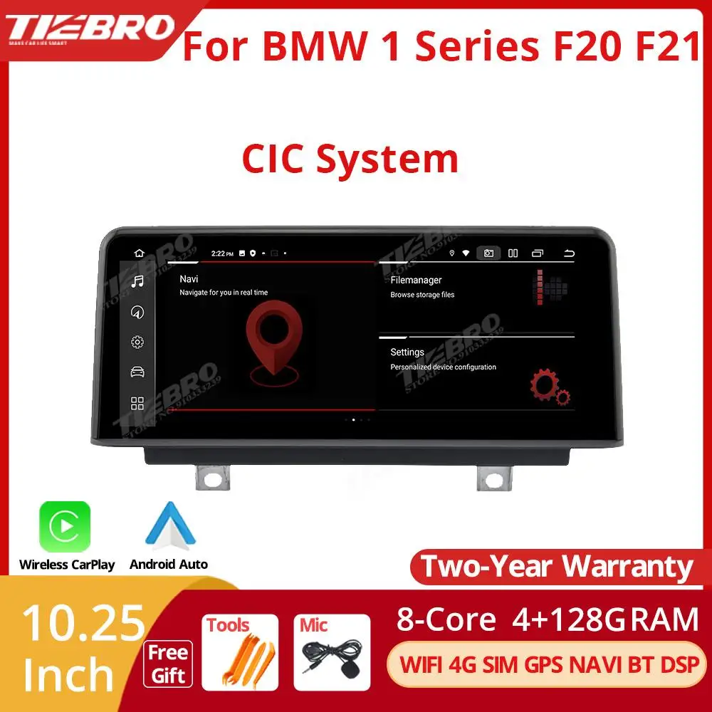 

Автомобильный радиоприемник TIEBRO 10,25 дюйма 4 + 128G для BMW 1 серии F20 F21 2011-2016 1280*480P CIC система с Carplay экранным плеером Android 12