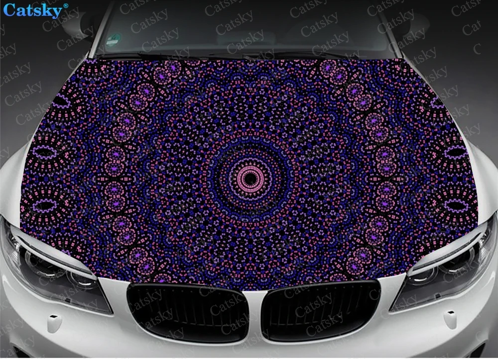 

Автомобильные напольные коврики в этническом стиле, Виниловая наклейка на капот, полноцветная графическая наклейка, подходит для любого автомобиля