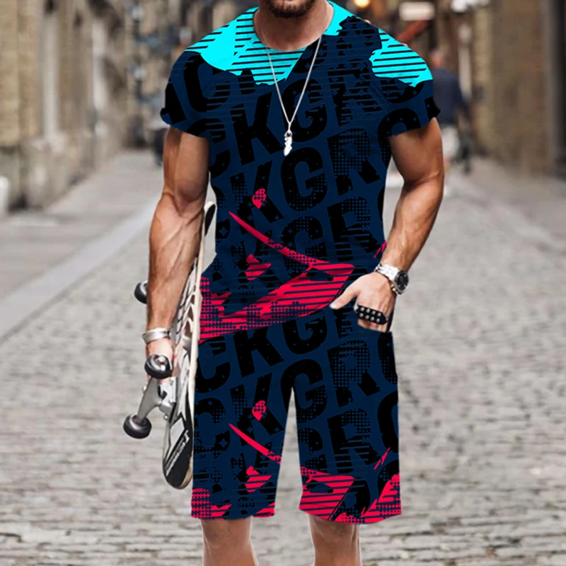 Men's T-shirt Shorts Set 3D Print Abstract Pattern Fashion Short Sleeve Tops Male Oversized Clothes Tees O-Neck Breathable Style 
Men's T-shirt Shorts Set 3D Print Abstract Pattern Fashion Short Sleeve Tops Male Oversized Clothes Tees O-Neck Breathable Style