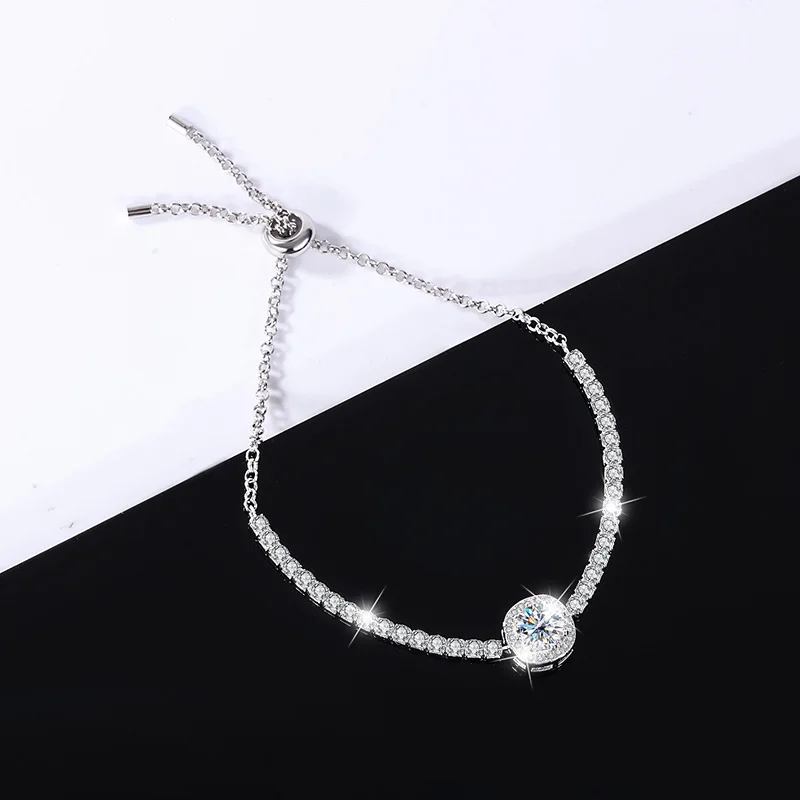 

High quality S925 sterling silver Mosang diamond bracelet, Galaxy Bag 1 carat Mosang diamond bracelet, fashionable and versatile