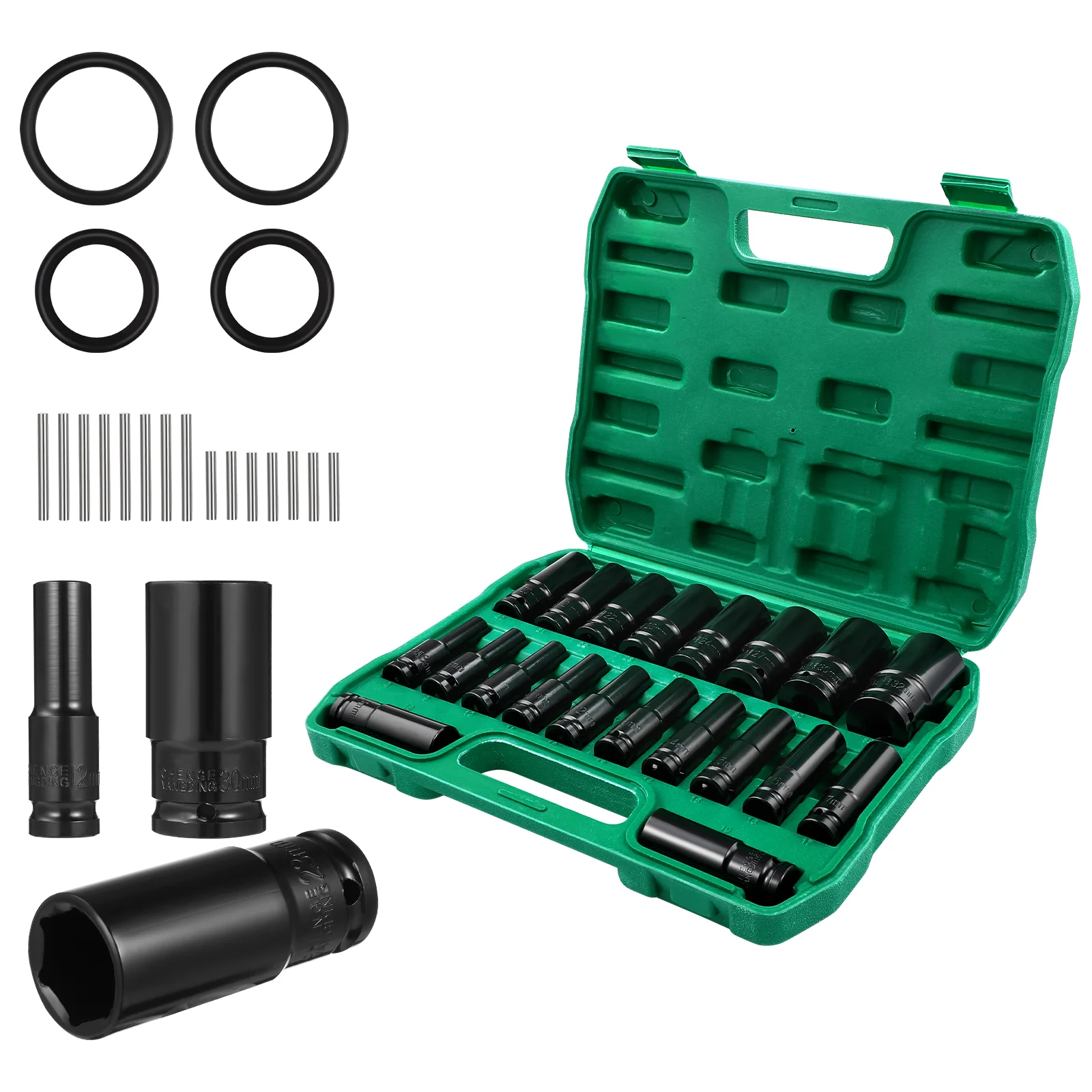 

20Pcs/Set Drive 6-Point Socket Tool Set 8-32mm High-carbon Steel 1/2 Impact Socket Kit Assortment