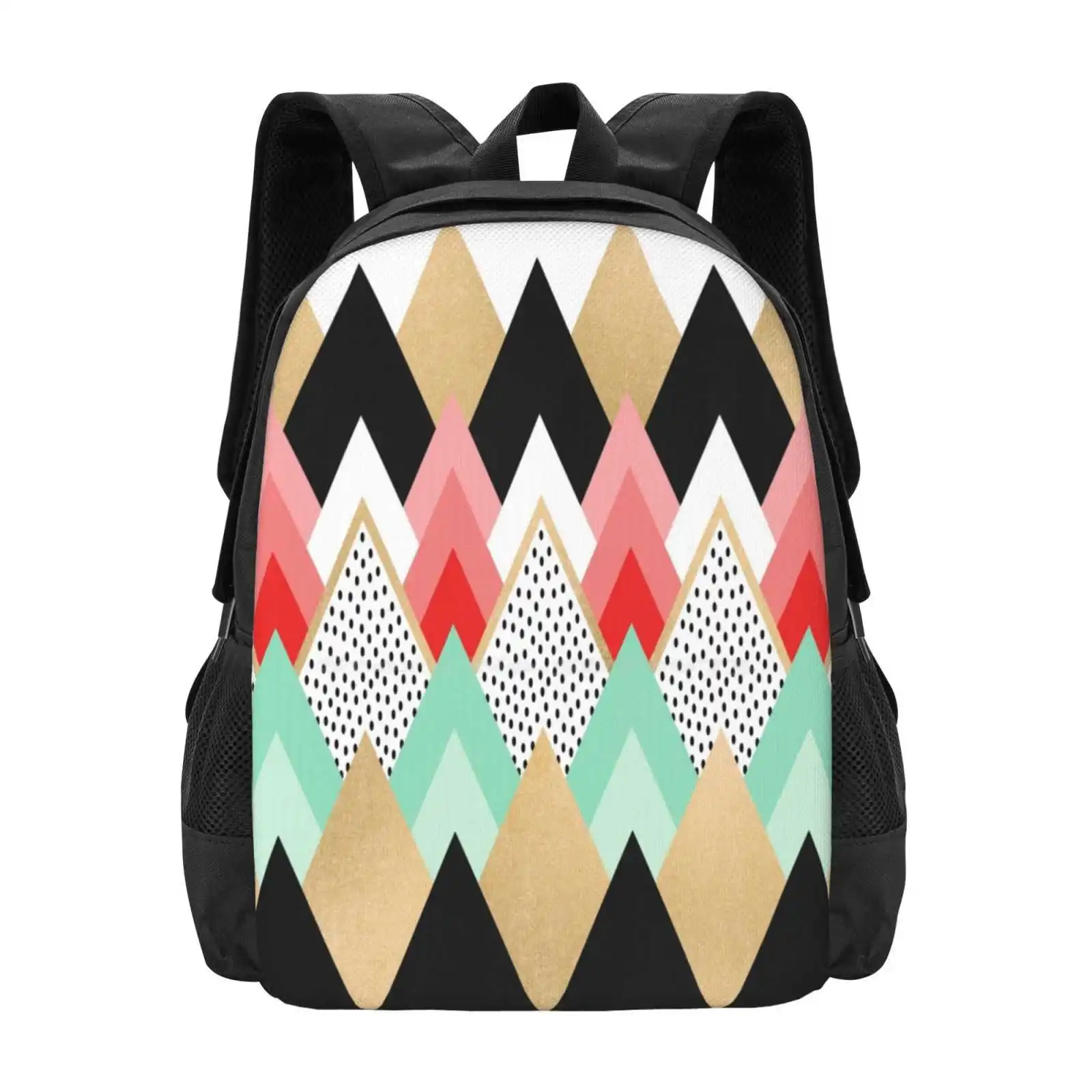 

Princess Backpacks For School Teenagers Girls Travel Bags Graphic Pattern Abstract Triangles Geometric Geometry Sweet Pastels