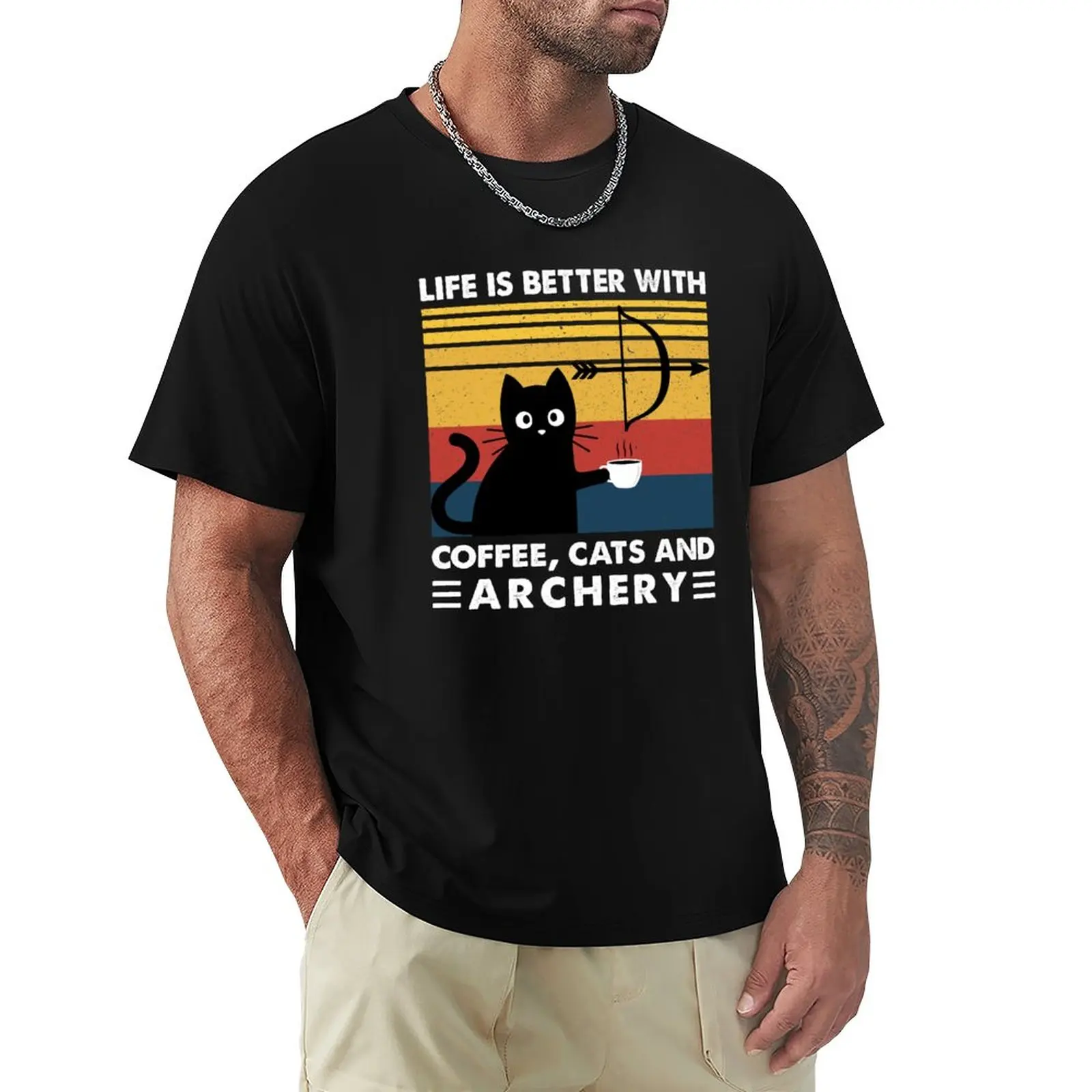 Life is better with coffee, cats and archery Vintage T-Shirt sublime blacks Short sleeve tee men
Life is better with coffee, cats and archery Vintage T-Shirt sublime blacks Short sleeve tee men