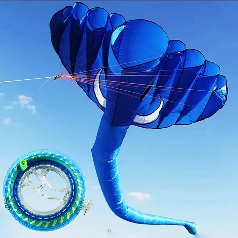 

Blue Elephant 5.5-meter Soft Kite Comes with 200M Cable Wheel Outdoor Beach Special Kites Easy To Fly and Tear Proof Storage Bag