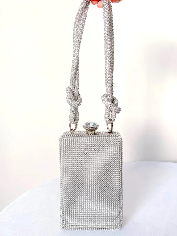 

Women Luxury Rhinestones Evening Bags Glitter Metal Frame Box Clutch Chain Diamonds Crossbody Shoulder Purse Crystal Handbags