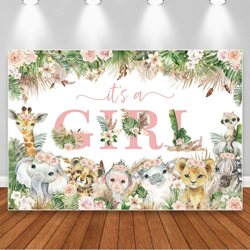 Girl Safari Baby Shower Backdrop Pink Flowers Photography Background Tropical Jungle Animals Floral Photo Booth Studio Props
Girl Safari Baby Shower Backdrop Pink Flowers Photography Background Tropical Jungle Animals Floral Photo Booth Studio Props
