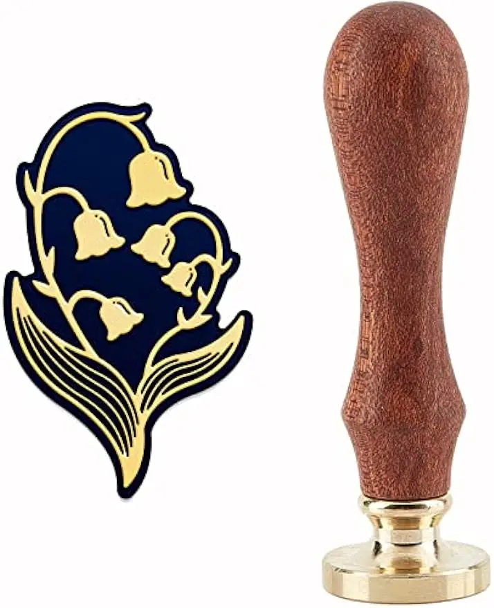 

1PC Lily of The Valley Wax Seal Stamp Sealing Wax Stamps Retro Vintage Removable Brass Stamp Head with Wood Handle for Wedding