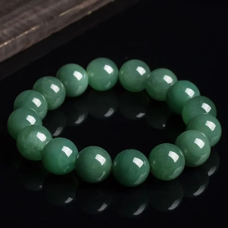 

Natural Ice Waxy Kinds Full Color Big round Bead Bracelet Moisturizing Exquisite Myanmar a Cargo Oil Gray Jade Men's