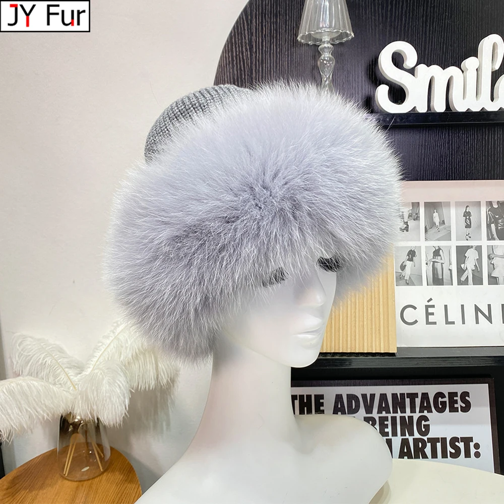 

Furry Warm Outdoor Fox Fur Hats for Women Natural Fluffy Fur Elastic Hot Sale Elegant Fashion Real Fur Hat
