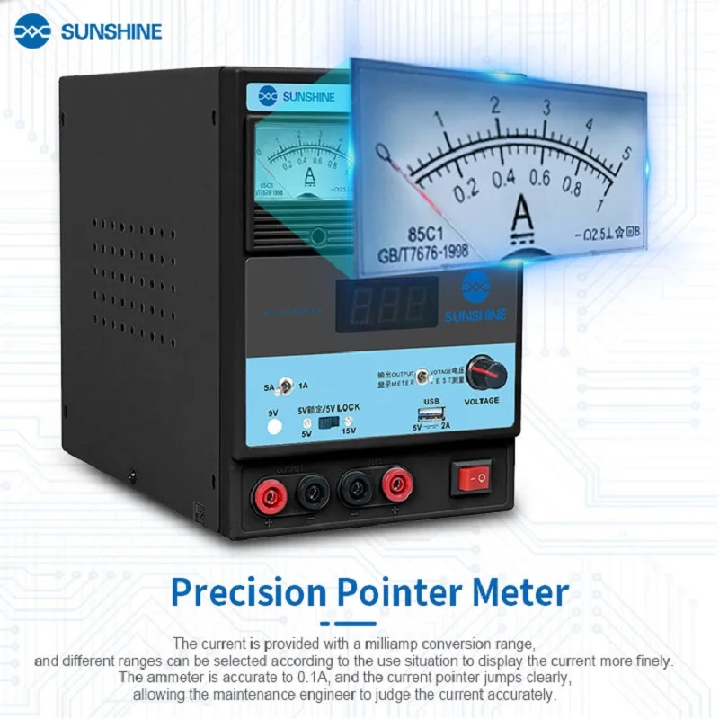 

independent 15V 5A USB DC Power Supply Laboratory SUNSHINE P-1505TMaintenance Workbench 9V Voltage Current Regulator