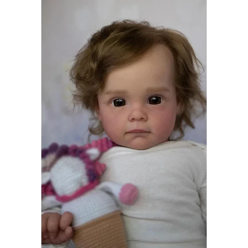 

60CM Maggie Handmade Reborn Baby Doll High Quality Reborn Toddler Detailed Lifelike Hand-rooted Brown Hair Toys for Girl