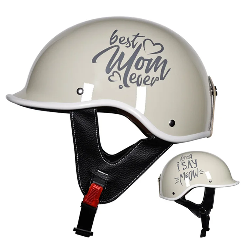 

Lowest Profile Open Face Helmet Motorcycle Helm for Men Women Moped Scooter Half Face Helmets DOT Approved Four Seasons Unisex