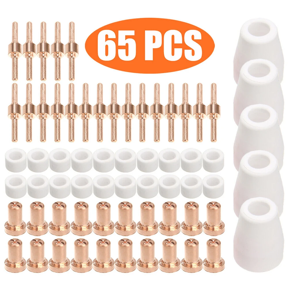 65pcs PT31 CUT30-50 Plasma Cutter Consumables Welding Accessories Kit Electrodes Cutting Nozzles Ceramic Rings Combustion Cap
65pcs PT31 CUT30-50 Plasma Cutter Consumables Welding Accessories Kit Electrodes Cutting Nozzles Ceramic Rings Combustion Cap