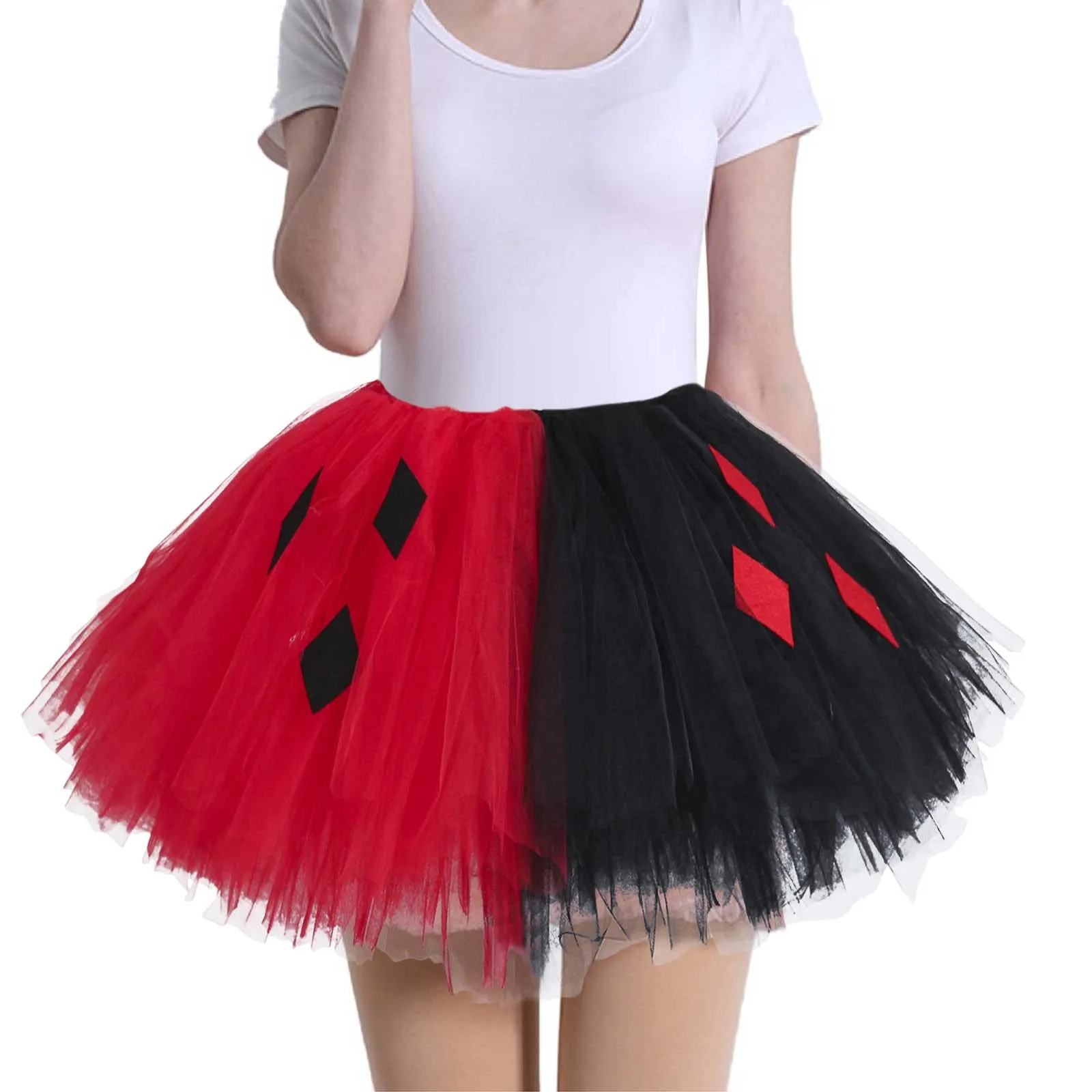 

Women Color Block Tulle Tutu Half Body Skirt Sexy Carnival Outfit Mardi Gras Puffy Party Skirts Girls Faldas Y2k Clothing