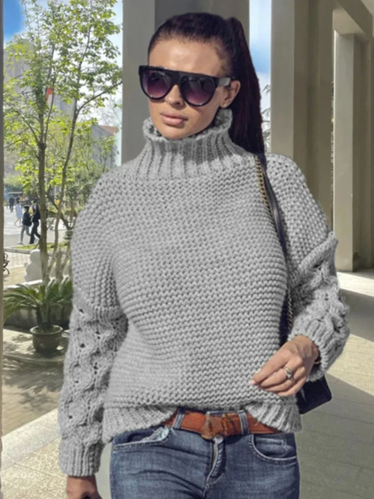 Fashion Women Sweaters 2023 Simple Solid Color High Neck Loose Long Sleeve Fried Dough Twists Pullover Jerseys Women's Sweater
Fashion Women Sweaters 2023 Simple Solid Color High Neck Loose Long Sleeve Fried Dough Twists Pullover Jerseys Women's Sweater