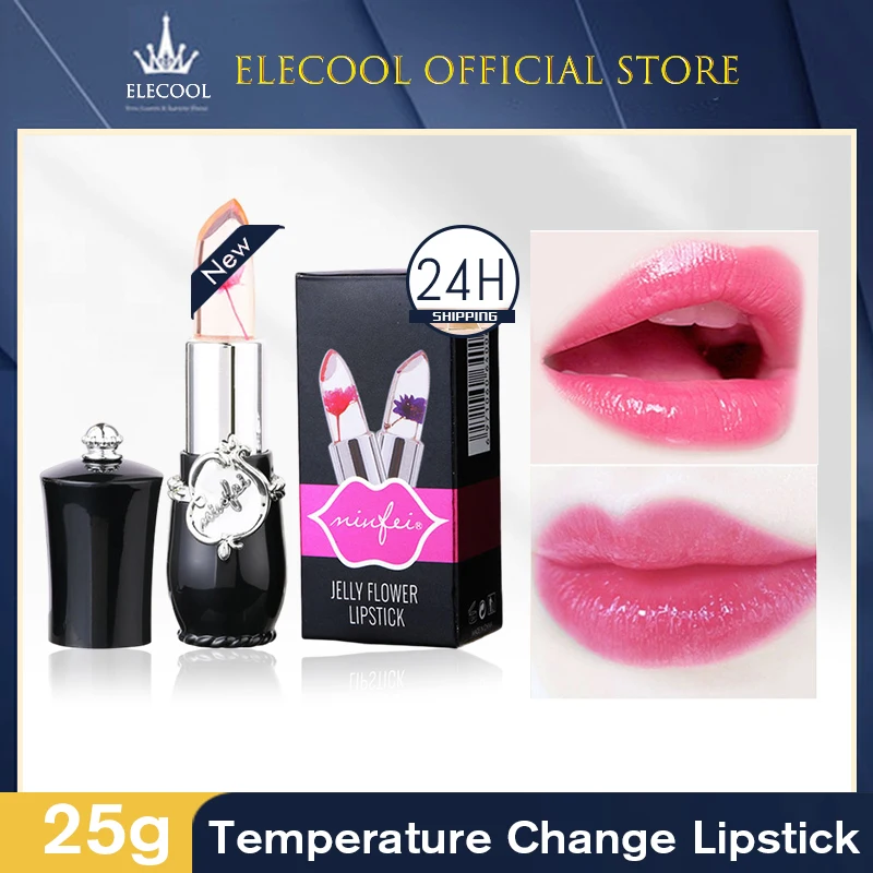 

MINFEI Transparent Jelly Lip Balm Lipstick with Flower Lasting Waterproof Color Change Temperature Lip Makeup Moisturizing TSLM2