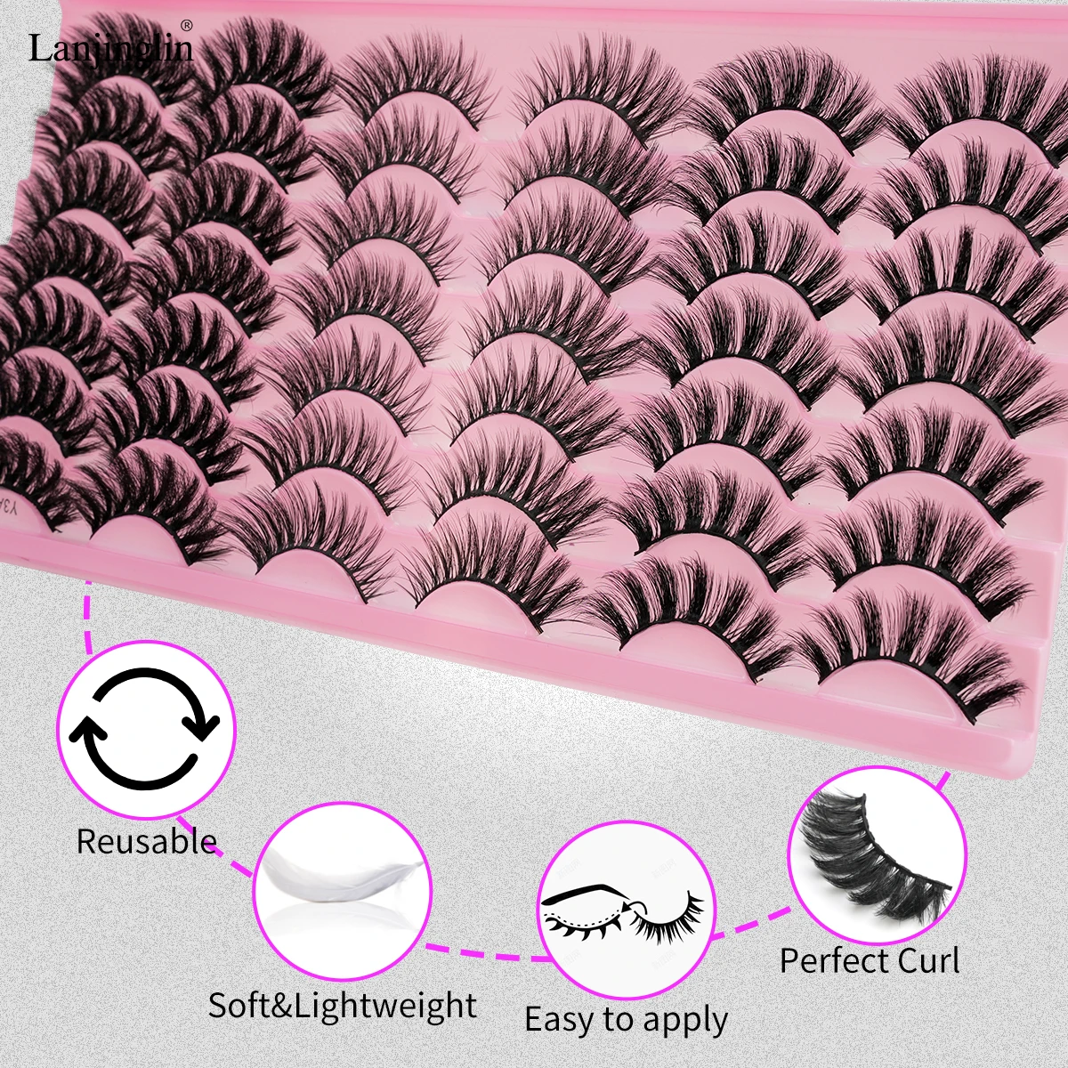 3/20/21Pairs False Eyelashes Wispy Lashes Dramatic Thick Fake Eyelashes Faux 3D Mink Fluffy Strip False Lashes Pack Makeup Tools 6 S063cd6fab8f749b08fdf6501493f705bA