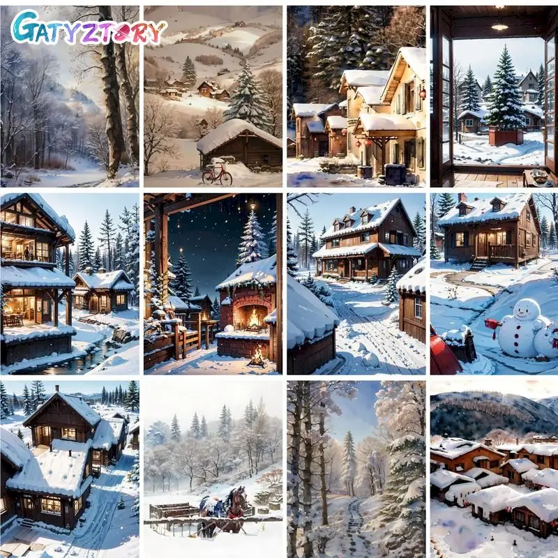

GATYZTORY Paint By Number Snow Scenery Kids Hand Painted Painting Art Drawing On Canvas Gift DIY Pictures By Numbers Home Decor
