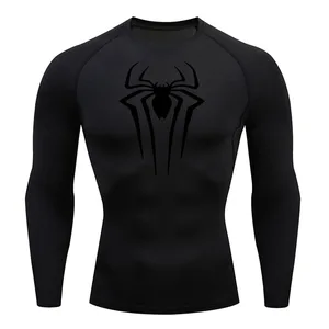 Компрессионная Рубашка мужская футболка с длинным рукавом черный топ фитнес солнцезащитный крем вторая кожа быстросохнущая дышащая Повседневная Длинная Футболка 4XL