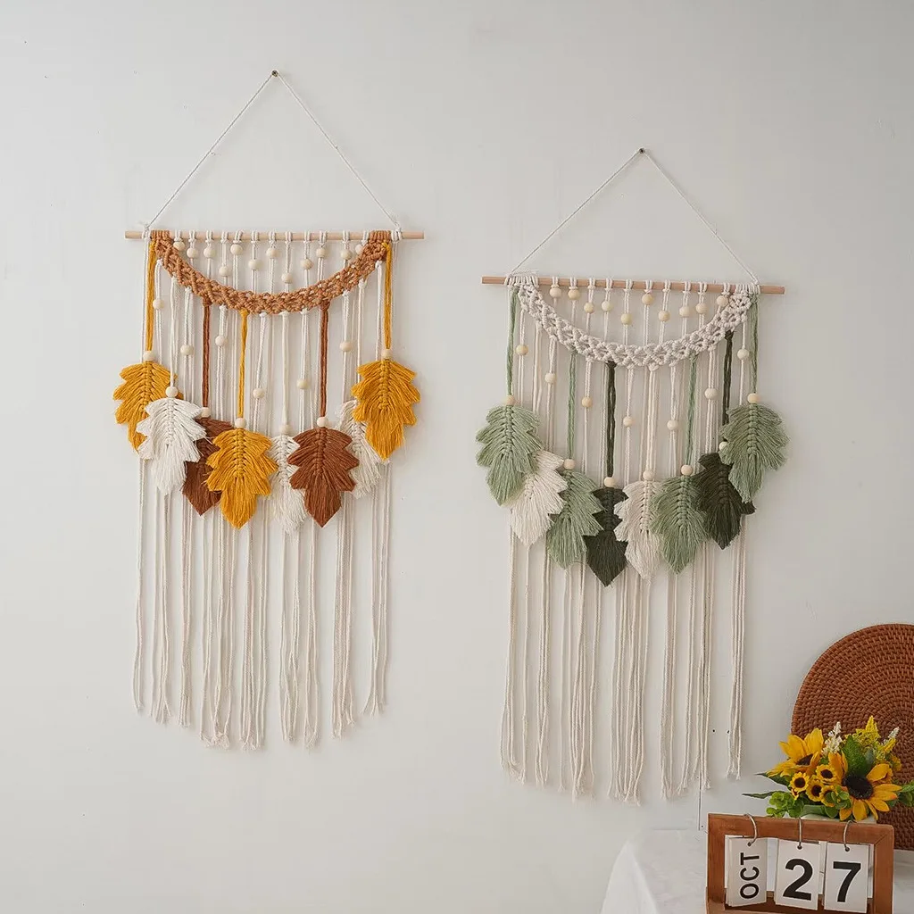 Cotton Macrame Leaf Wall Hanging - Nordic Boho Tapestry 9 S064320f7df2d4e4c8fc33cc89cdc07b20