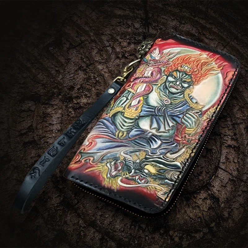 Vegetable Tanned Leather Hard Wallets Carving Aca Lanatha Purses Men Long Clutch Zipper Bag Card Holder New Year Gift
Vegetable Tanned Leather Hard Wallets Carving Aca Lanatha Purses Men Long Clutch Zipper Bag Card Holder New Year Gift